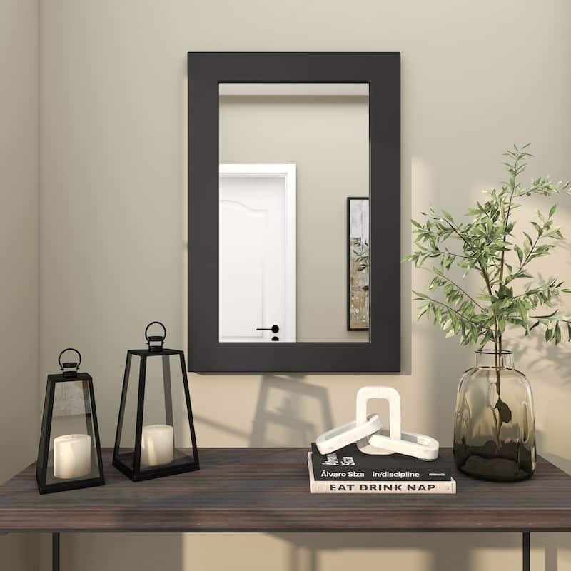Black Wooden Room Wall Mirror