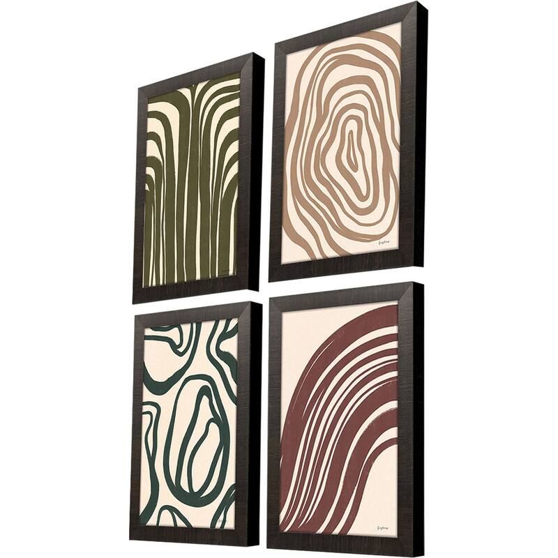 Paragon Organic Abstracts Non-Glass Framed Art - Set of 4