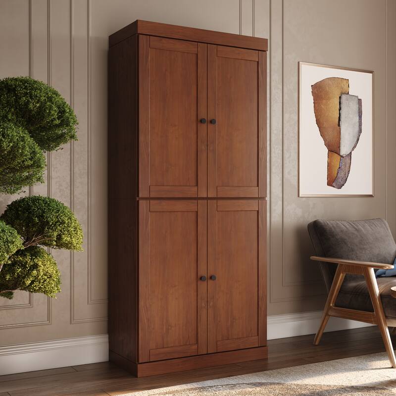 Palace Imports 100% Solid Wood 6-Shelf Bookcase with Shaker Doors and Adjustable Shelves