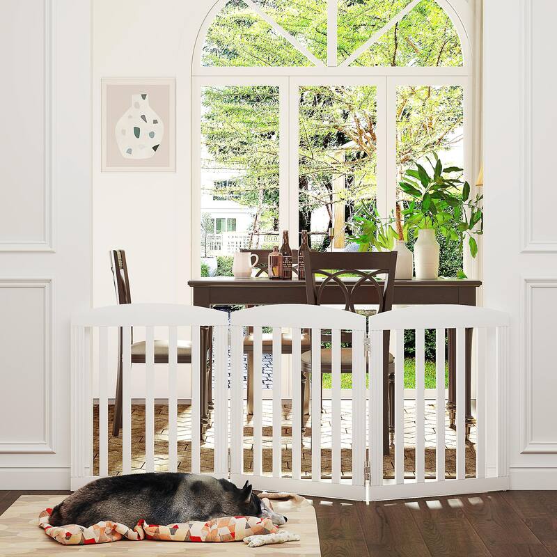 COSTARS Foldable Dog Gate, Dog Gates for Doorways, Stairs, The House, Wooden Freestanding Pet Gate Indoor, Step Over Puppy Gate