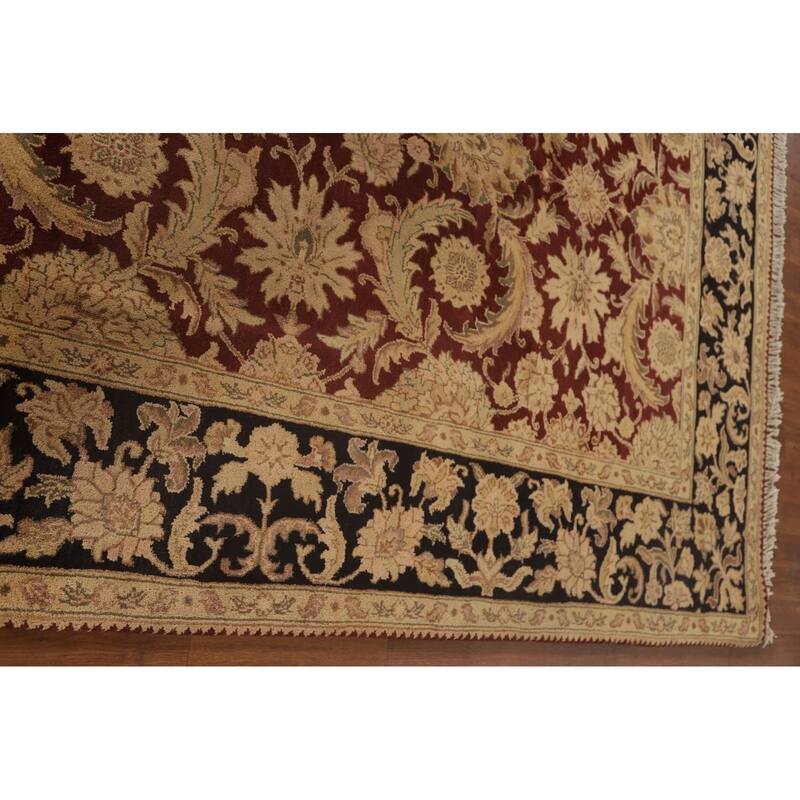 Traditional Floral Agra Oriental Area Rug Handmade Red Wool Carpet - 6'1" x 9'3"
