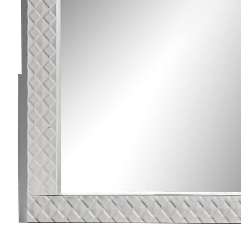 Dema Dresser Vanity Mirror, High Gloss White Textured Trim