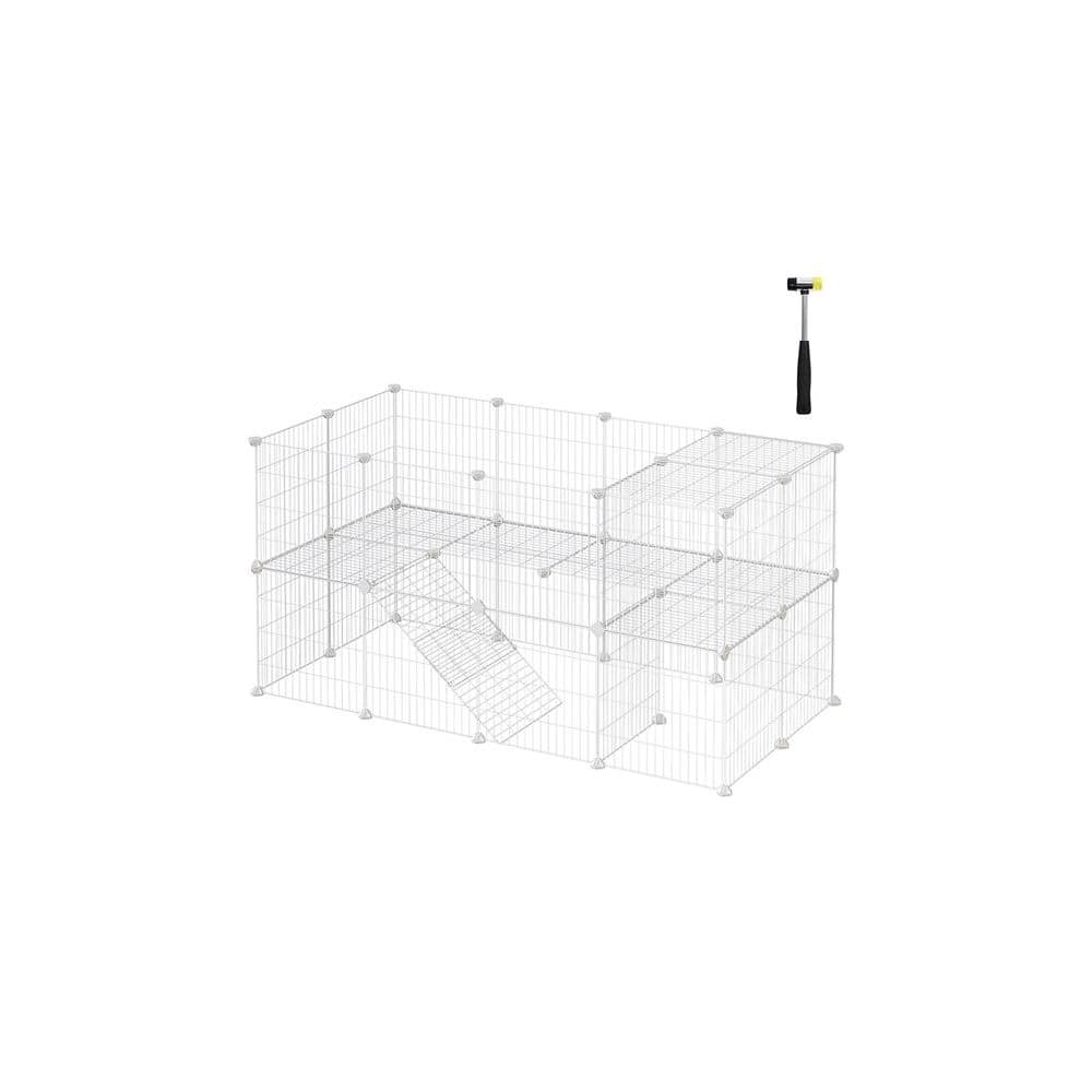 Metal Foldable Small Animal Playpen with Door for Indoor and Outdoor Use - 56.3'' L x 28.7'' W x 28'' H