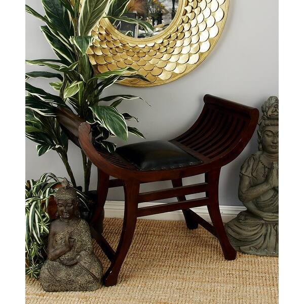 slide 1 of 6, Dark Brown Mahogany Eclectic Bench - 29 x 15 x 26