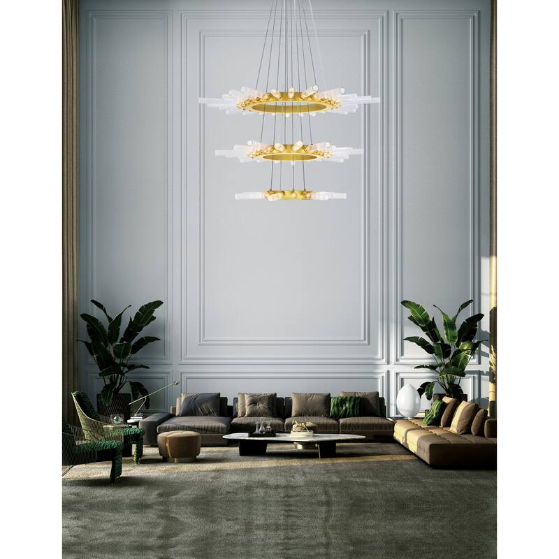 Collar 63 Light Chandelier With Satin Gold Finish - Satin Gold