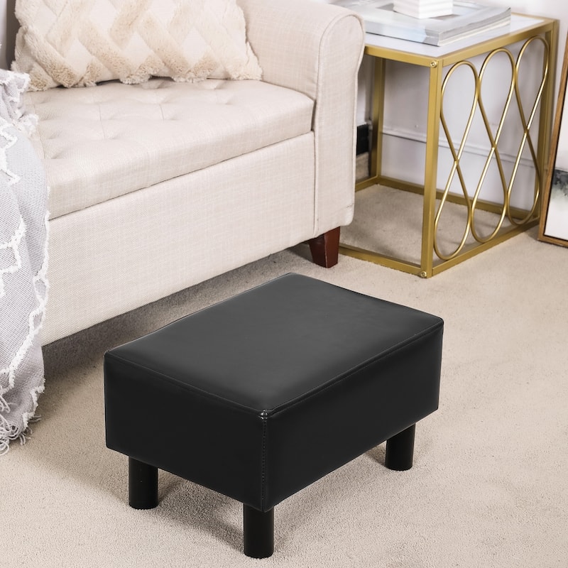 Adeco Footstool Ottoman Faux Leather Foot Rest Stool - On Sale - Bed ...