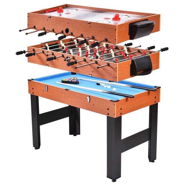 slide 1 of 1, 48" 3-in-1 Multi Combo Football Billiards Pool Hockey Game Table - 48.5" x 22.7" x 32.5" (L x W x H)