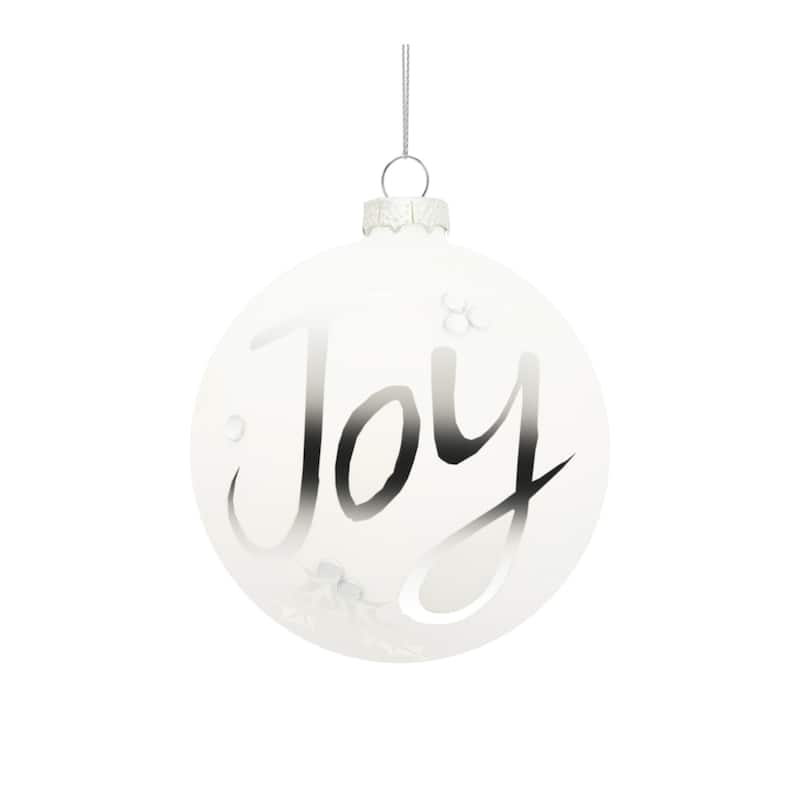 Joy Frosted Glass Christmas Ornaments - 5.5" - White - 6ct