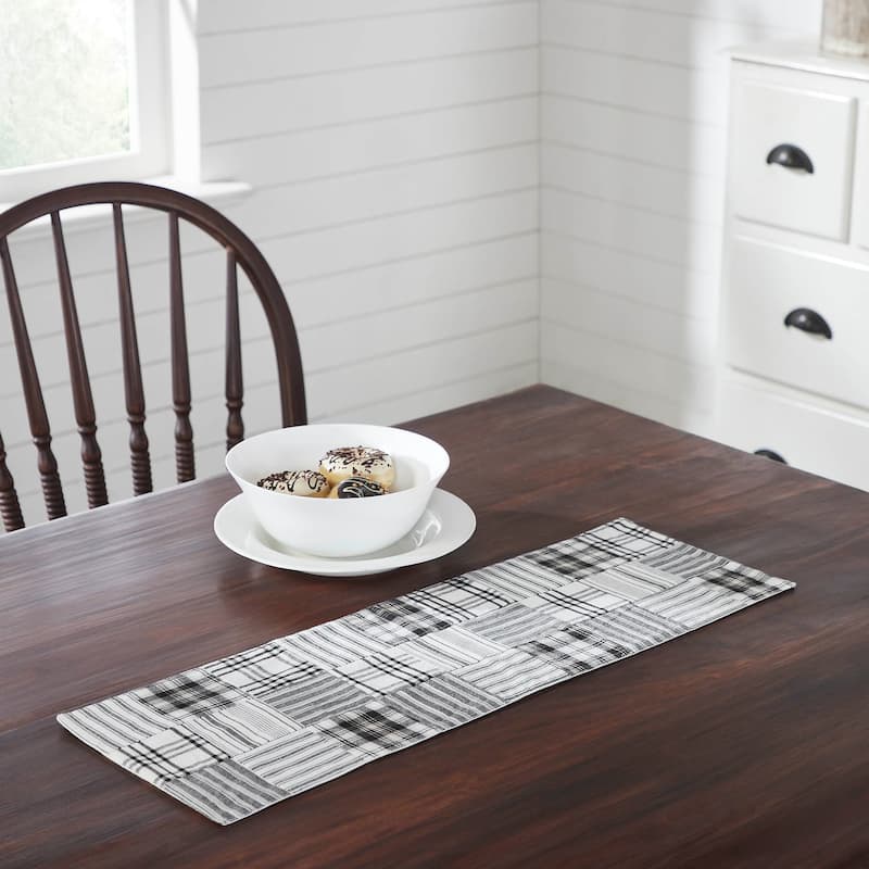 Sawyer Mill Black Runner Quilted 12x36 - 8x24 - White