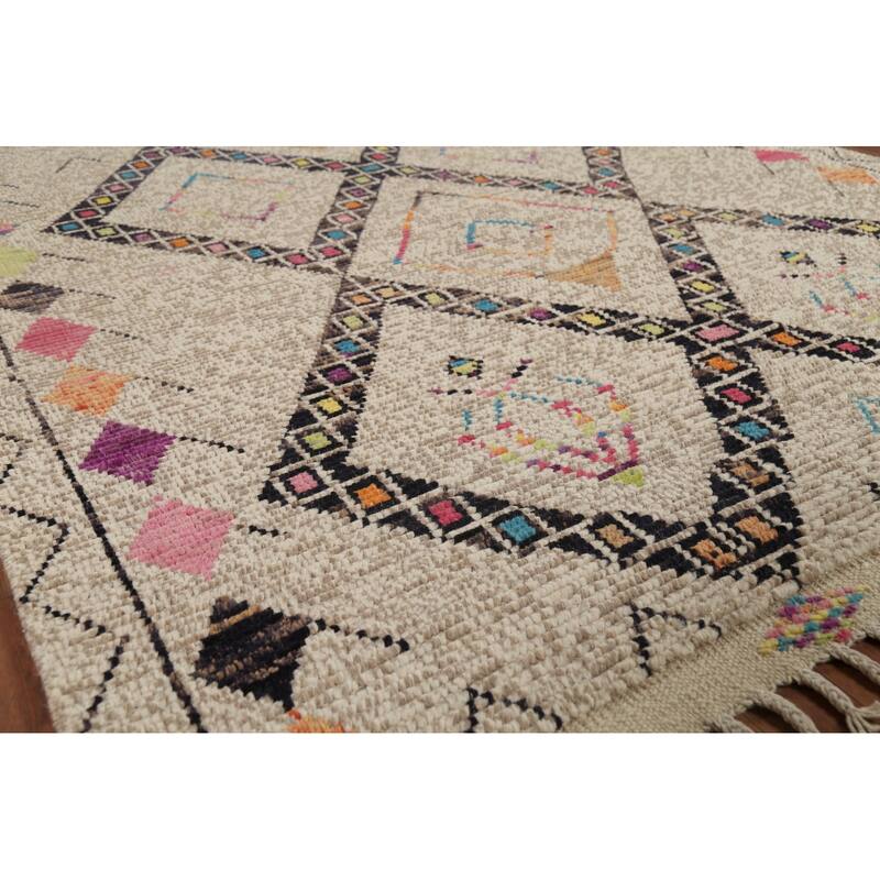 Geometric Moroccan Oriental Area Rug Handmade Wool Carpet - 5'10"x 9'11"