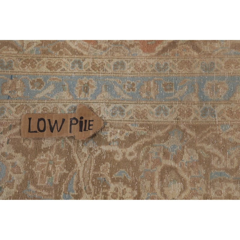 Orange Kashan Persian Vintage Area Rug Hand-Knotted Wool Carpet - 9'7"x 13'5"