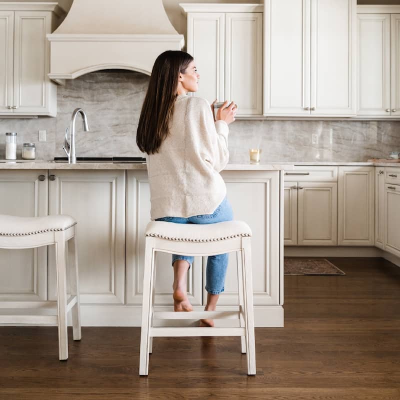 Maven Lane 26" Adrien Saddle Kitchen Counter Height Stool