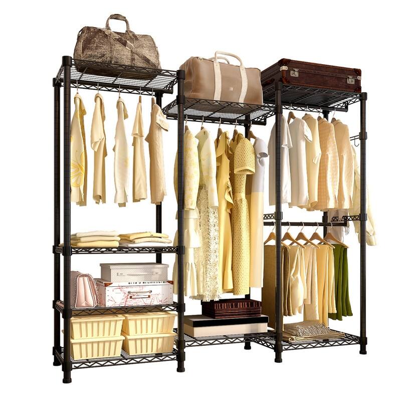 Freestanding Metal Wire Garment Rack Wardrobe Black