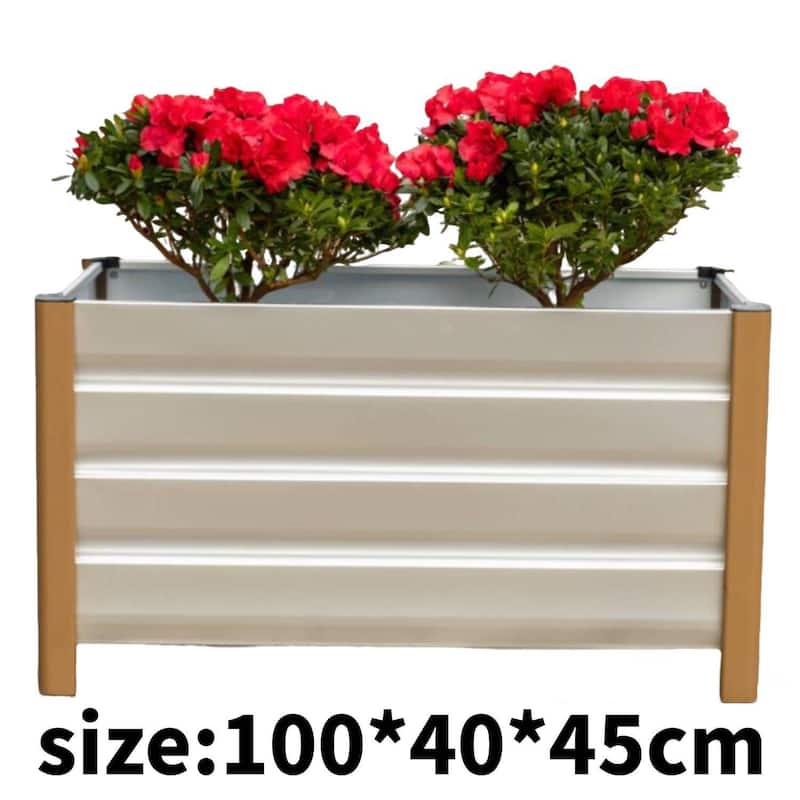39.37" Single-Layer Deep Bottom Drainable Planting Bed, Raised Garden Bed, White - N/A