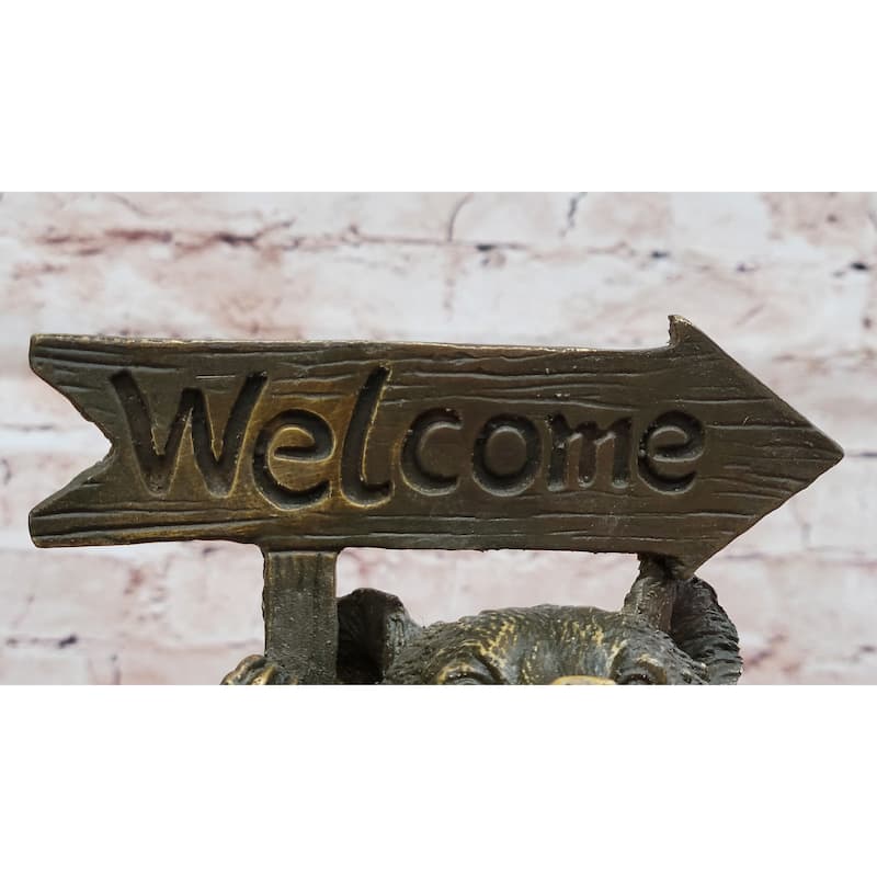 Adorable Bear Cub Welcome Statue – Bronze Finish Home Decor