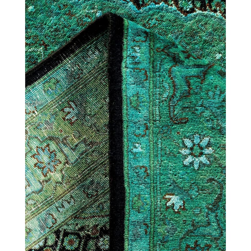 Overton Hand Knotted Wool Vintage Inspired Modern Contemporary Overdyed Blue Area Rug - 4' 1" x 6' 9"