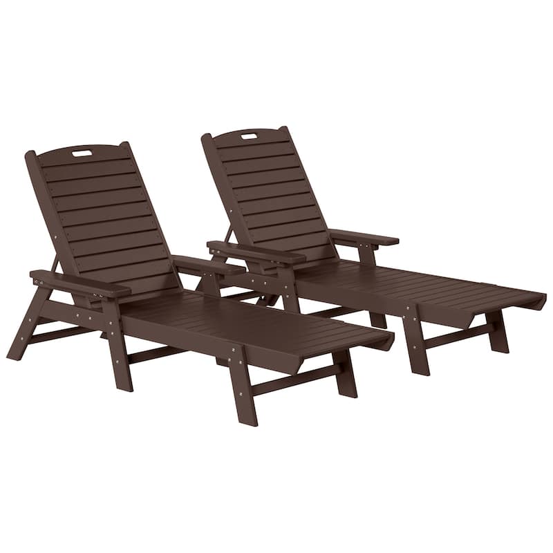 Laguna Hdpe All Weather Outdoor Patio Pool Reclining Chaise Lounge (Set Of 2) - Dark Brown