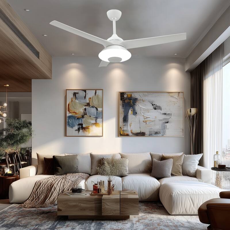 52 inch Ceiling Fan with Light and Remote, 6 Speeds Reversible Blades, Timer, Bluetooth Speaker