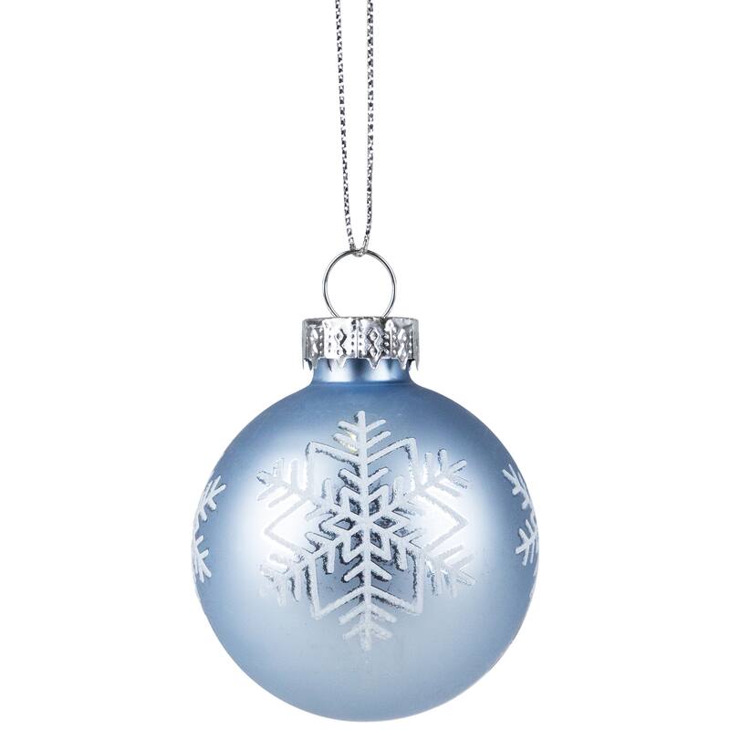 12ct Light Blue Glitter Textured Glass Christmas Ball Ornaments 1.75"