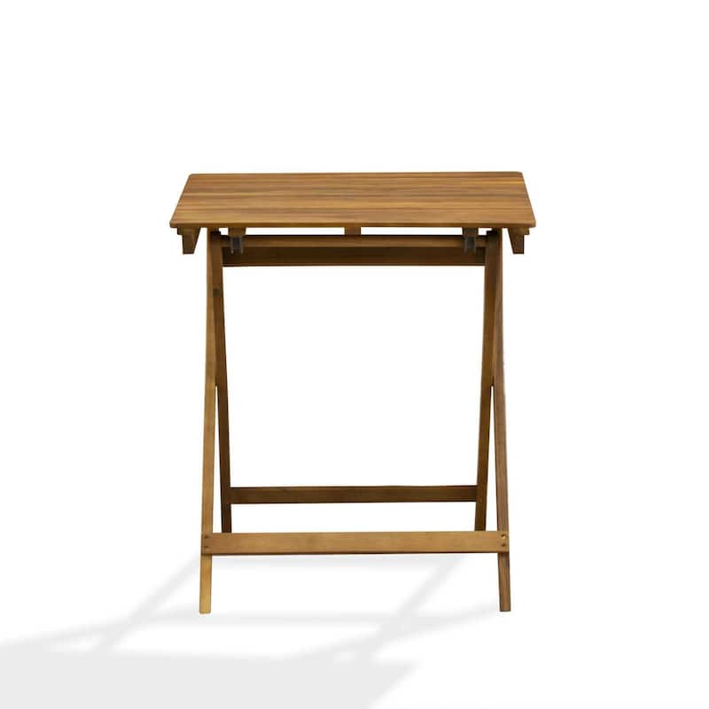 Oval Patio Dining Table - Acacia Wood Outdoor Table 26x26 Inch - Natural Finish - 25.6