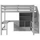 preview thumbnail 8 of 22, Full Size Wood Loft Bed with L-Shaped Desk and Drawers, Space Saving Design Wood Bed Frame with Cabinet and Storage Staircase