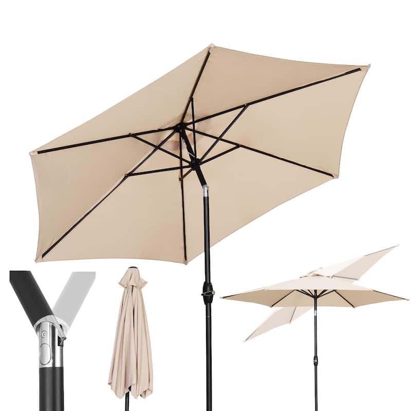 Autlaycil 9ft Patio umbrella Outdoor umbrella With Push-Button Tilt & Crank for Pool, Garden