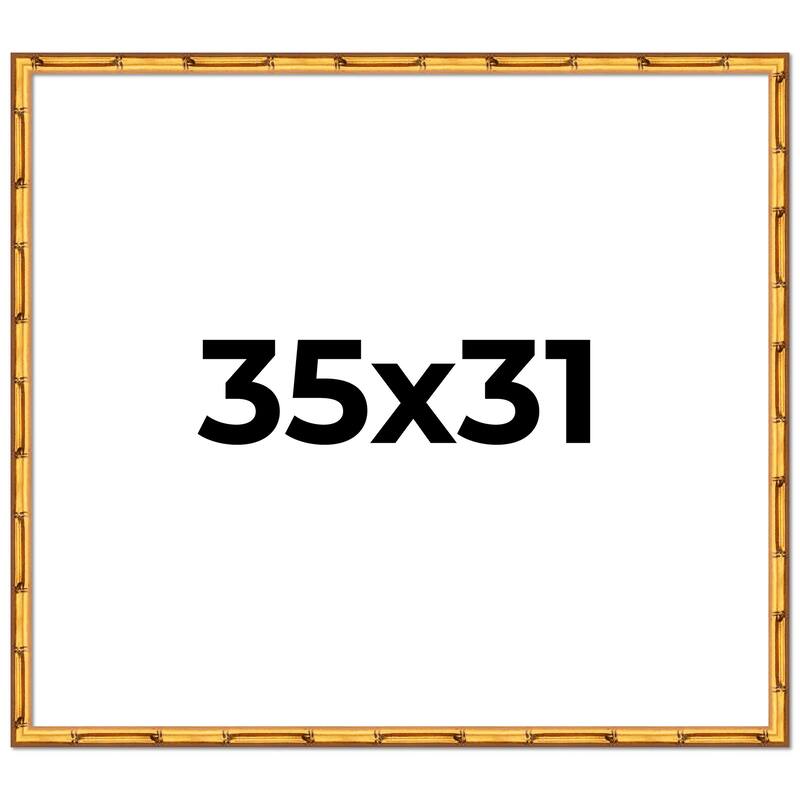 35x31 Frame Gold Bamboo Picture Frame Modern Photo Frame Includes UV Acrylic Shatter Guard Front Acid Free Foam Backing Board