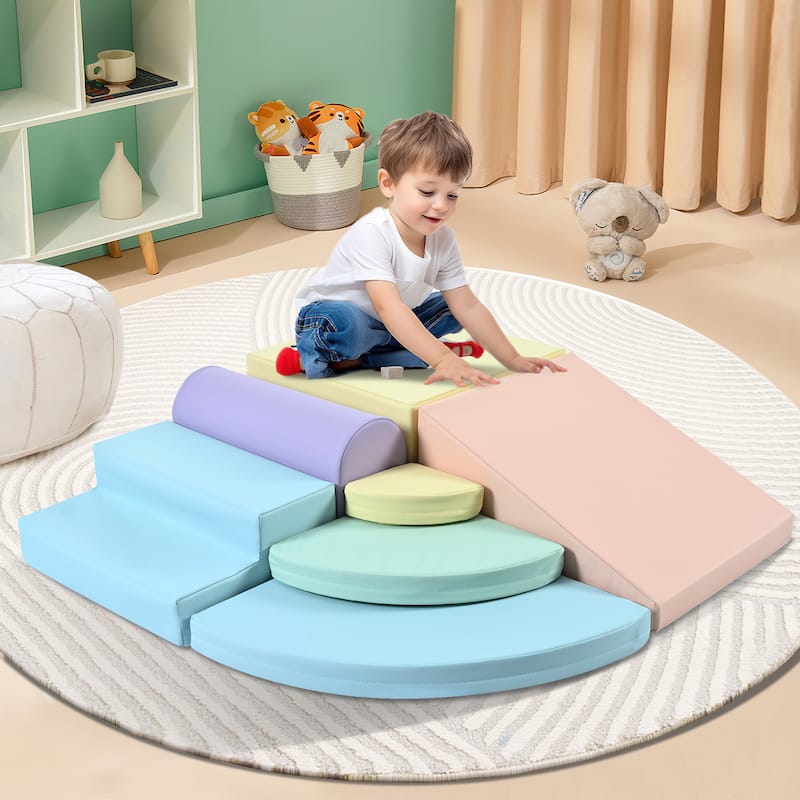 7-Piece Soft Foam Climbing Blocks for Toddlers,Soft Climb& Crawl Playset Indoor, Soft Play Equipment Climb and Crawl Playground