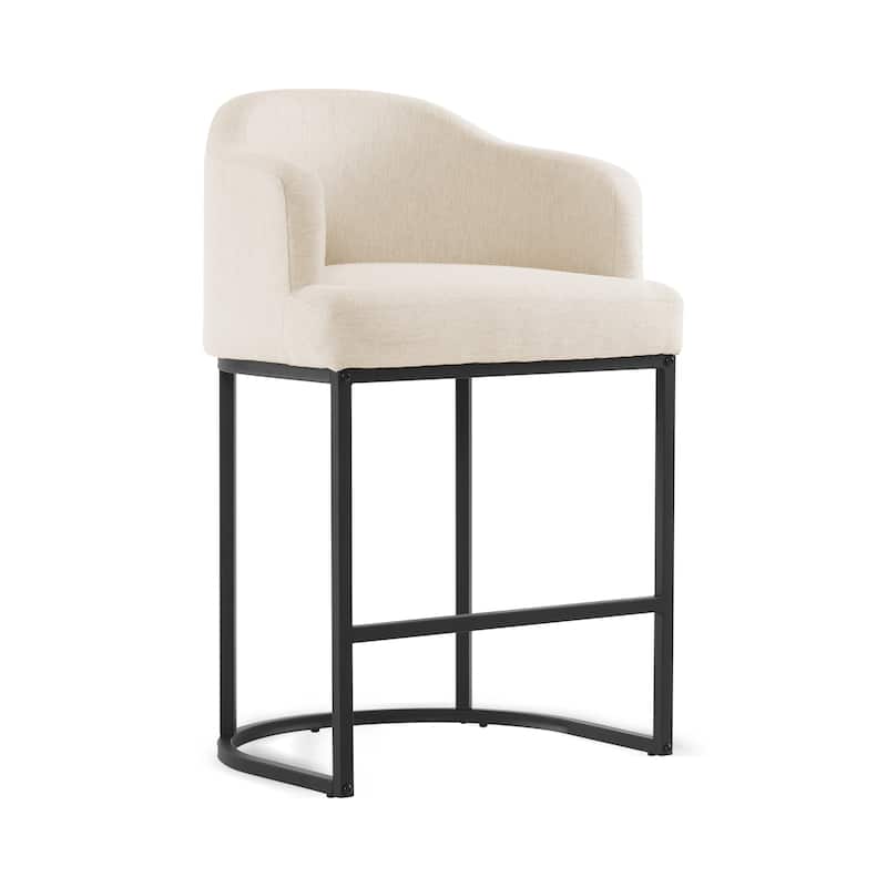 26 in. Bar Stools Upholstered Counter Stools Modern Low Back Metal Kitchen Island Stools - 22.7" W x 21" D x 35.2" H - Single - Linen/Fabric
