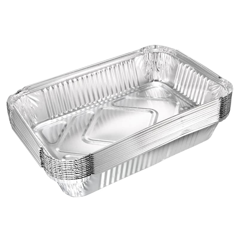 8.3" x 5.7" Aluminum Foil Pans, 27oz Disposable Trays Containers 12pcs - Silver
