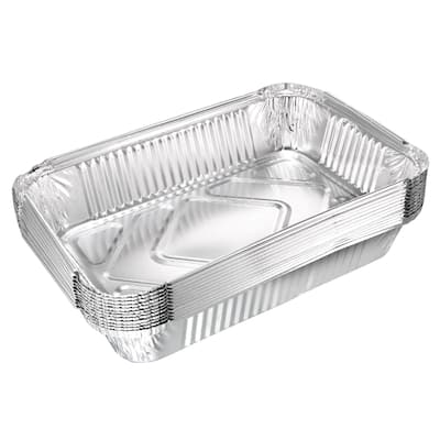 8.3" x 5.7" Aluminum Foil Pans, 27oz Disposable Trays Containers 12pcs - Silver