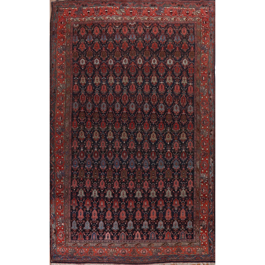 Pre-1900 Antique Bidjar Halvaei Persian Area Rug Handmade Wool Carpet - 12'2" x 19'9"