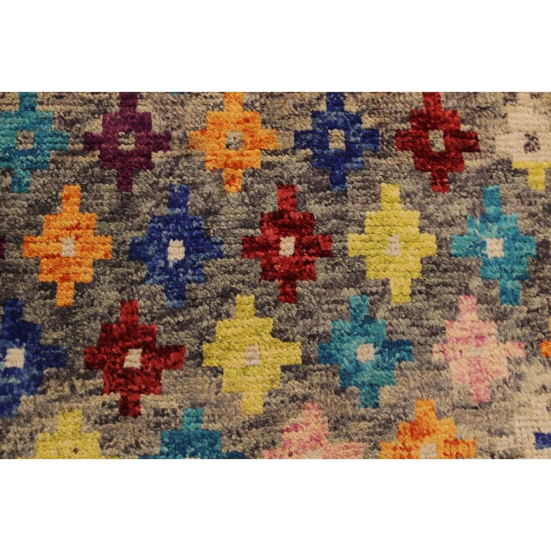 Shabby Chic Balochi Walls Gray/Blue Hand Knotted Wool Rug - 4'10'' x 6'6''
