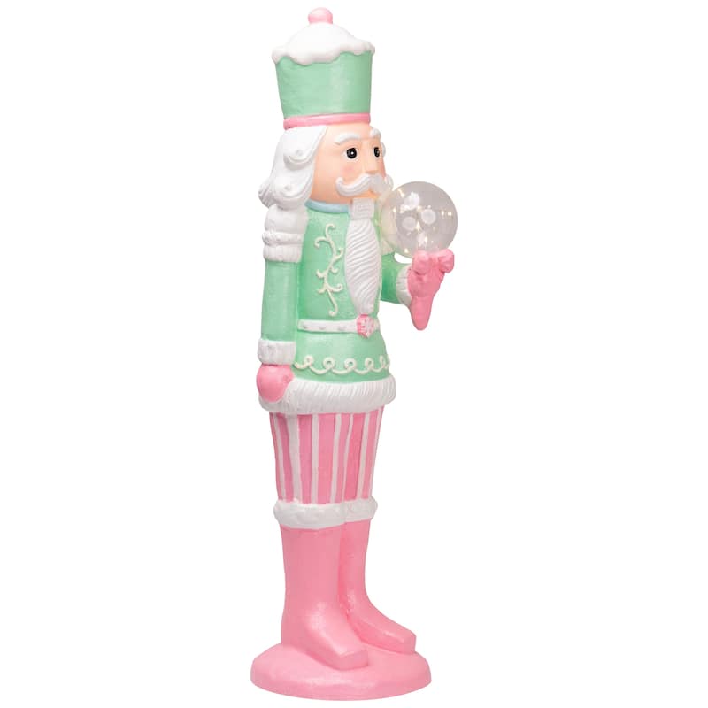 LED Lighted Glitter Christmas Nutcracker - 27" - Green and Pink