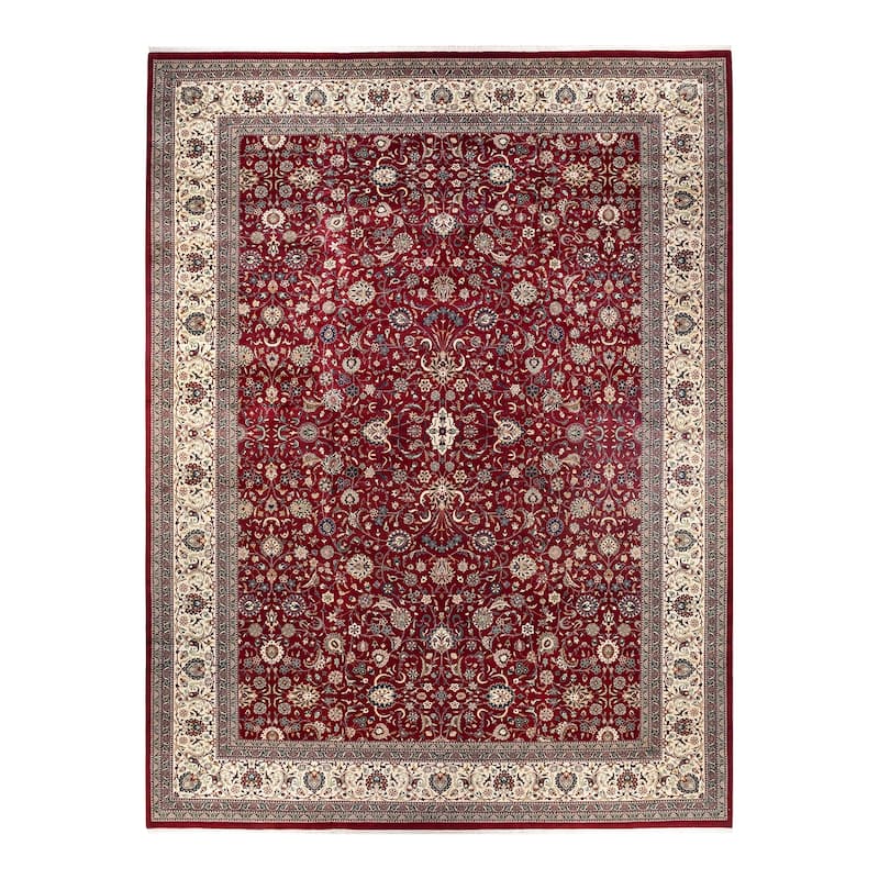 Overton Hand Knotted Wool Vintage Inspired Traditional Mogul Red Area Rug - 12' 5" x 17' 0"