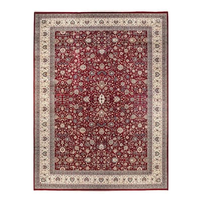 Overton Hand Knotted Wool Vintage Inspired Traditional Mogul Red Area Rug - 12' 5" x 17' 0"