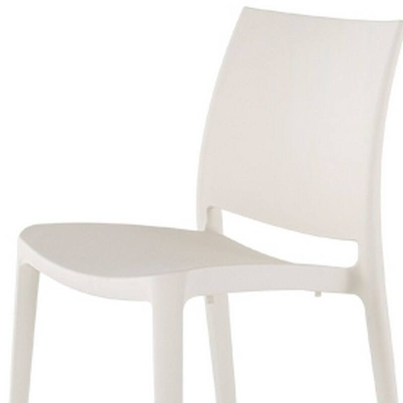 Set of Four White Heavy Duty Plastic Outdoor Stacking Dining Chairs