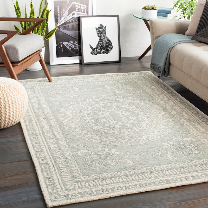 Livabliss Zutphen Handmade Traditional Area Rug - 4' x 6' - Seafoam