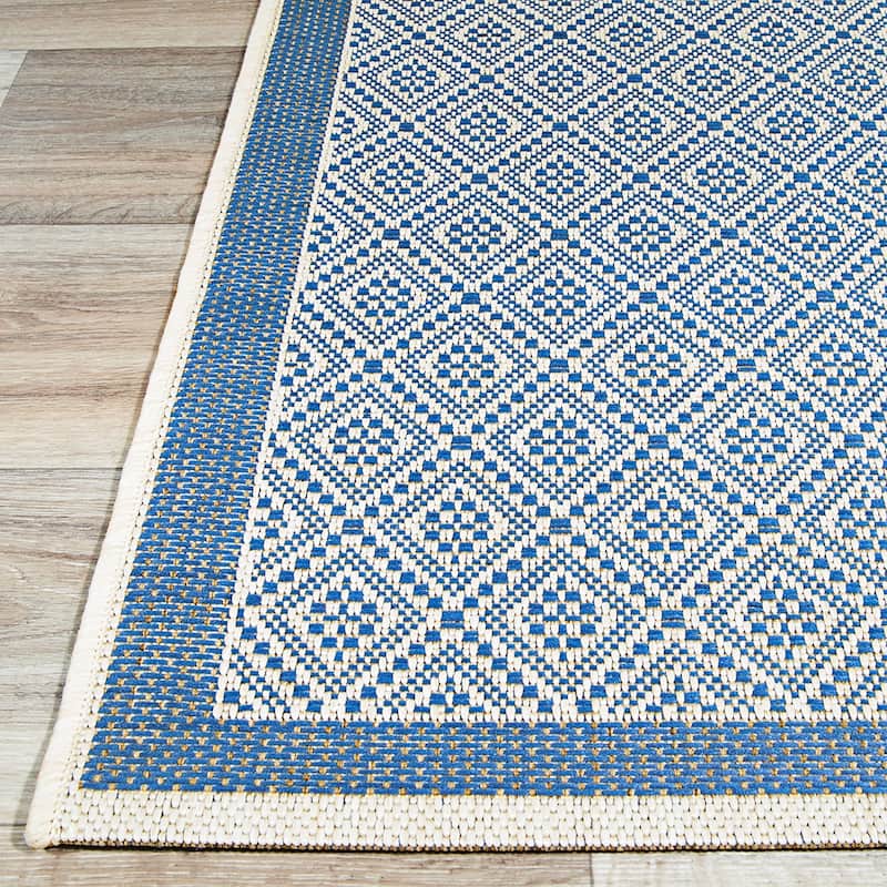 Dream Decor Rugs Samantha Kimberly Blue Ivory Indoor Outdoor Area Rug