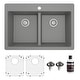 preview thumbnail 10 of 74, Karran 33" Top Mount Double Equal Bowl Quartz Kitchen Sink Kit - 33" x 22" x 9"