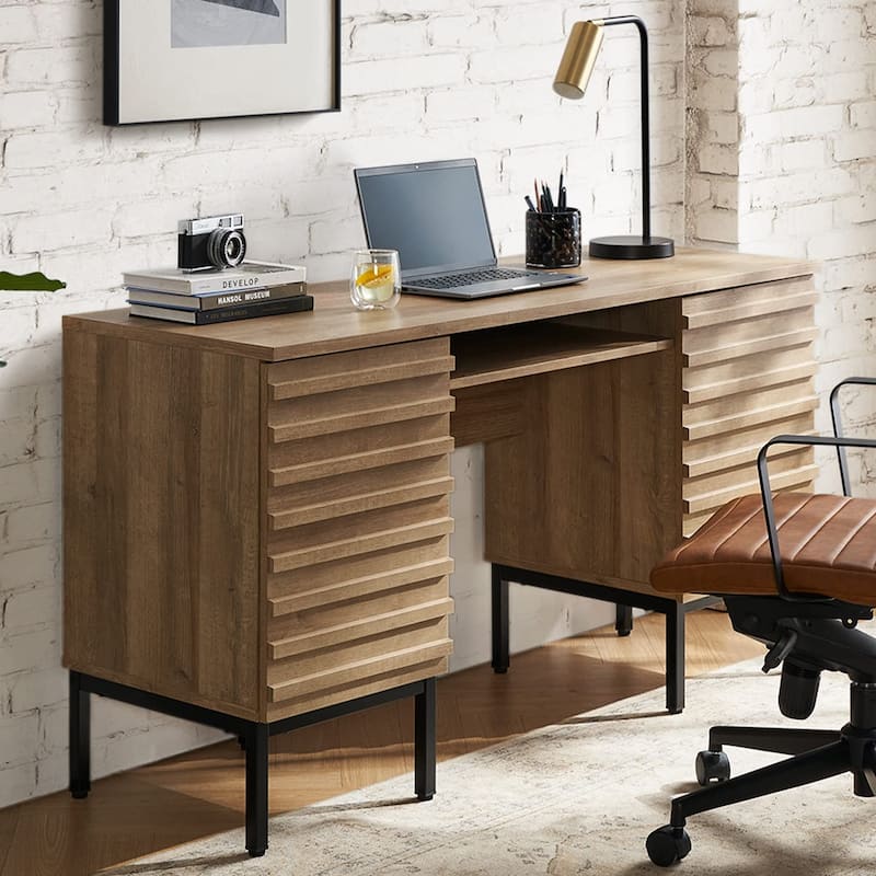 Mopio Norwin Modern Industrial Executive Desk - N/A - Oak
