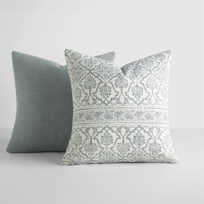 2-Pack Cotton Slub Decor Throw Pillows in Antique Floral
