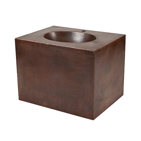 24-in Hammered Copper Wall Mount Vanity with Single Faucet Hole (VADB24181)