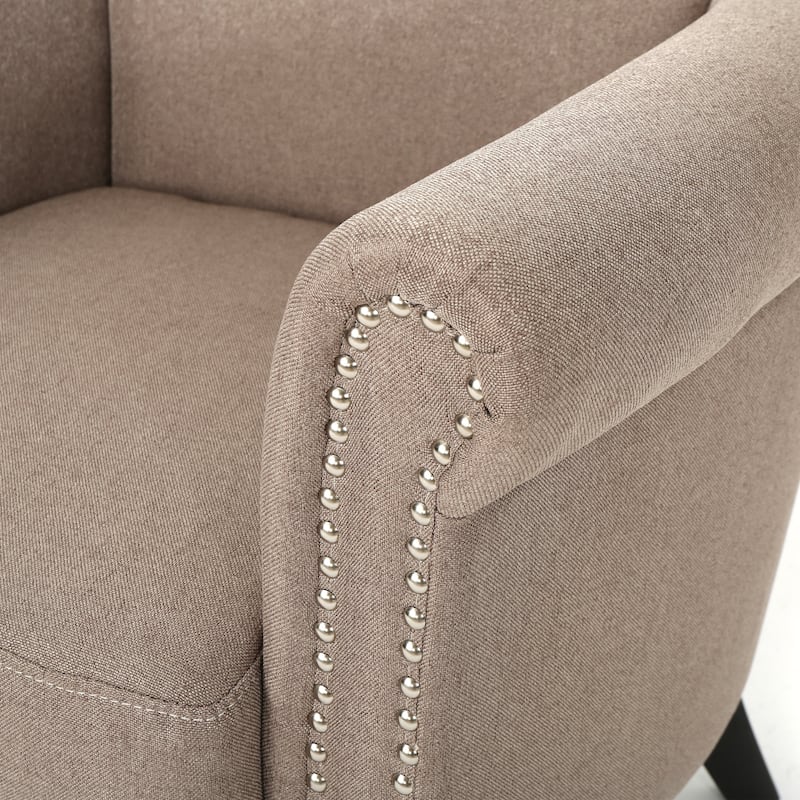Brice Contemporary Scroll Arm Club Chair with Nailhead Trim by Christopher Knight Home
