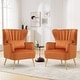 preview thumbnail 15 of 65, HOMYKA Modern Wingback Arm Chair Upholstered Accent Chair Set of 2 Orange