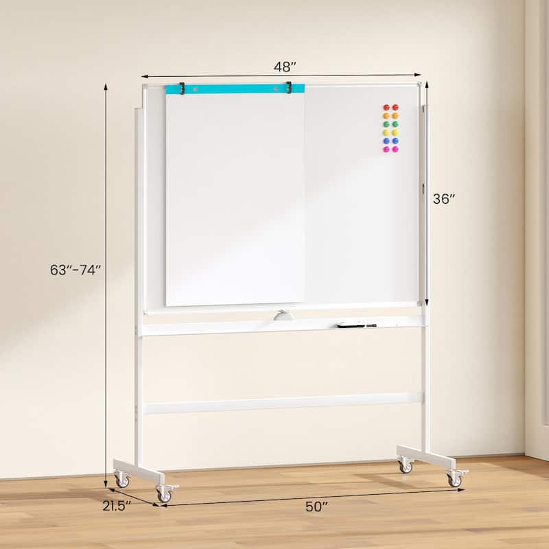 Costway 48"x36" Mobile Magnetic Double-Sided Reversible Whiteboard - See Details