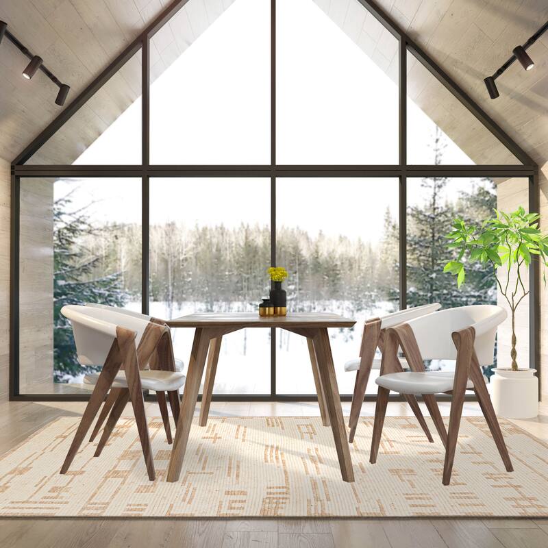 ECARPETGALLERY Hand-knotted Tangier Cream Wool Rug - 5'0 x 7'11