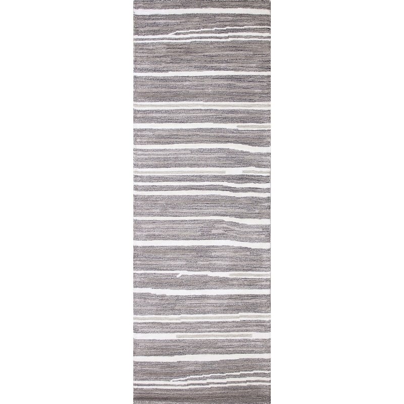 Bashian Matilda Contemporary Hand Tufted Area Rug - 2'6" x 8' Runner - Grey