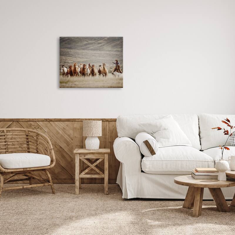 Stupell Cowboy Herding Horses Canvas Wall Art Design by PBurchettePhoto