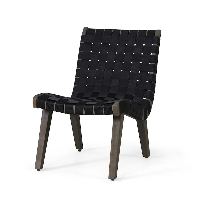 Roomfitters Modern Woven Strap Lounge Chair, Accent Armless Chair for Living Room or Patio